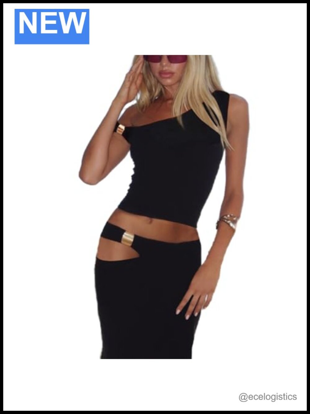 Women's 2 Piece Skirt Set Sleeveless Crop Top Hollow Out Maxi Skirt Going Out